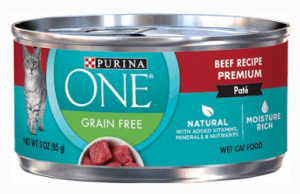 Purina ONE Beef Recipe Pate Grain Free Canned Cat Food 3 oz case of 24